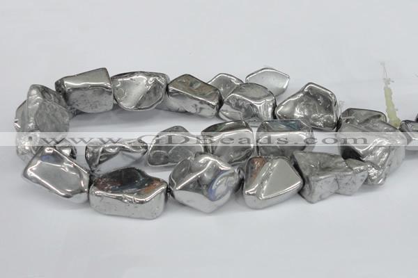 CNG1320 15.5 inches 15*30mm – 25*35mm nuggets plated quartz beads