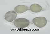 CNG1490 8 inches 30*35mm - 35*45mm freeform agate beads with brass setting