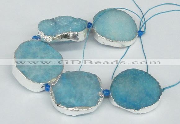 CNG1492 8 inches 30*35mm - 35*45mm freeform agate beads with brass setting