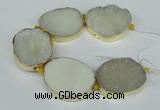 CNG1497 8 inches 30*35mm - 35*45mm freeform agate beads with brass setting