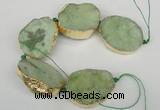 CNG1500 8 inches 30*35mm - 35*45mm freeform agate beads with brass setting