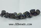 CNG1537 7.5 inches 10*14mm - 15*20mm nuggets plated druzy agate beads