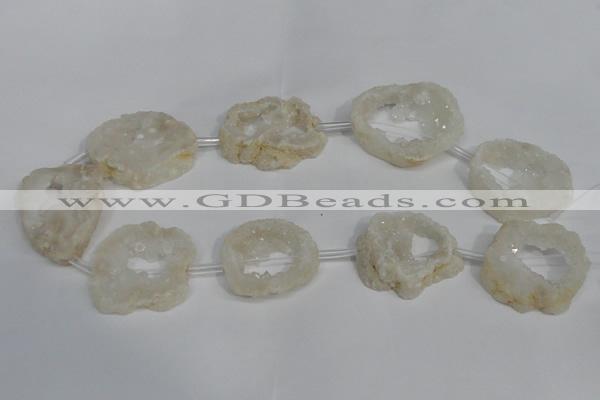 CNG1560 30*35mm - 35*40mm freeform plated druzy agate beads