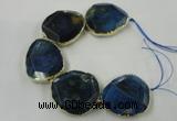 CNG1638 8 inches 40*45mm - 45*50mm freeform agate beads with brass setting