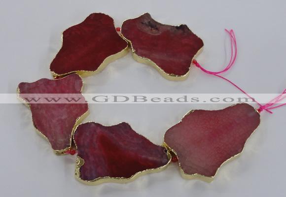 CNG1651 8 inches 35*50mm - 45*65mm freeform agate beads with brass setting