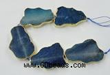 CNG1652 8 inches 35*50mm - 45*65mm freeform agate beads with brass setting