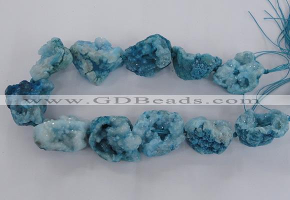 CNG1672 15.5 inches 22*30mm - 25*45mm nuggets plated druzy agate beads