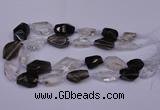 CNG1708 15*20mm - 18*35mm nuggets smoky quartz & white crystal beads