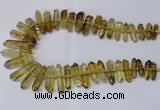 CNG2153 15.5 inches 8*25mm - 10*40mm faceted nuggets lemon quartz beads