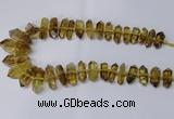 CNG2154 15.5 inches 10*25mm - 15*40mm faceted nuggets lemon quartz beads