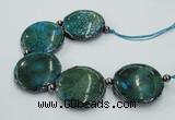 CNG2194 7.5 inches 35mm flat round agate beads with brass setting