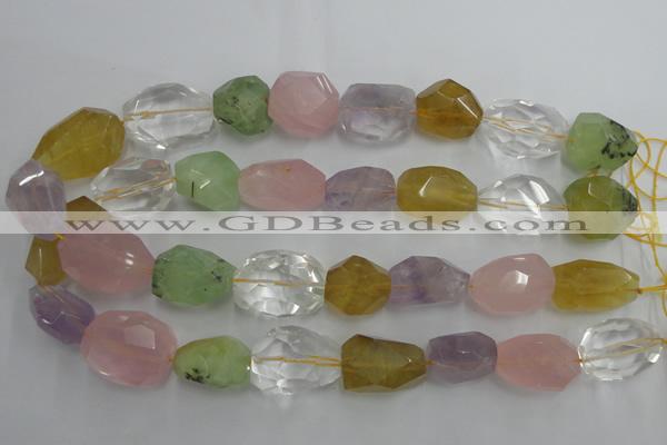 CNG237 15.5 inches 15*20mm – 15*30mm faceted nuggets mixed quartz beads