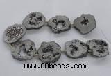 CNG2498 15.5 inches 30*40mm - 40*50mm freeform plated druzy agate beads