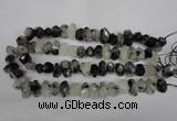 CNG2716 10*14mm - 13*18mm faceted nuggets black rutilated quartz beads