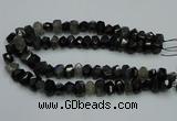 CNG2718 10*14mm - 13*18mm faceted nuggets black rabbit hair beads