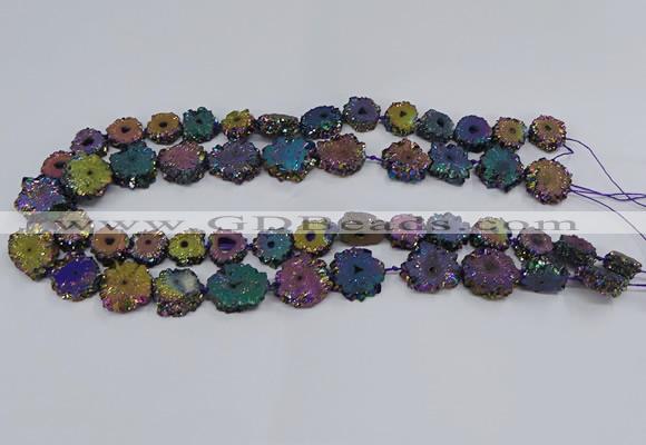 CNG2938 15.5 inches 8*10mm - 15*18mm freeform plated druzy agate beads