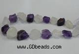 CNG3006 15*20mm - 22*30mm nuggets amethyst & white crystal beads