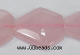 CNG301 15.5 inches 25*35mm faceted nuggets rose quartz beads