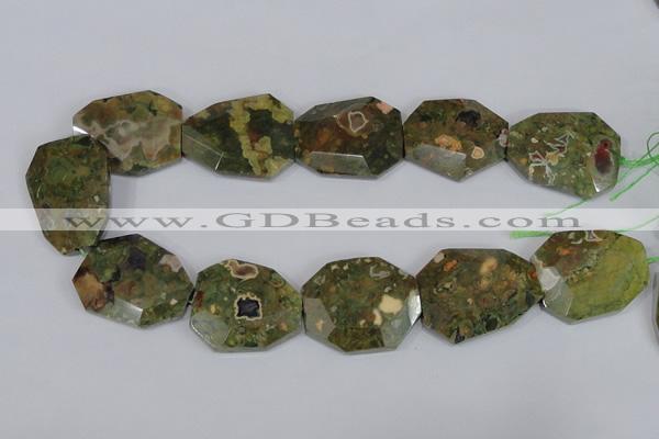 CNG303 15.5 inches 28*38mm faceted nuggets peacock gemstone beads