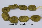 CNG3091 15.5 inches 25*30mm - 35*50mm freeform plated druzy agate beads