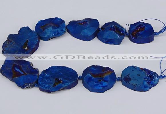 CNG3093 15.5 inches 25*30mm - 35*50mm freeform plated druzy agate beads