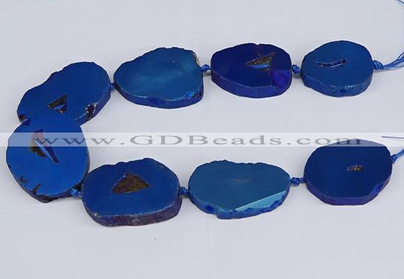 CNG3103 15.5 inches 25*30mm - 35*50mm freeform plated druzy agate beads