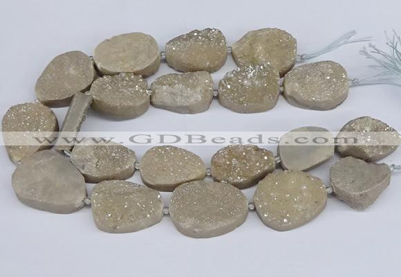 CNG3141 15.5 inches 22*30mm - 28*40mm freeform plated druzy agate beads