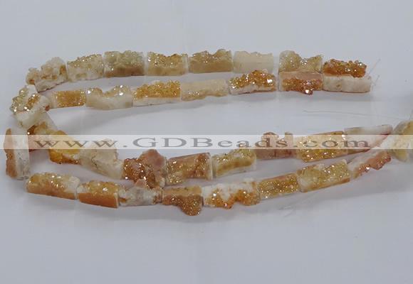 CNG3155 15.5 inche 8*15mm - 11*20mm freeform plated druzy agate beads