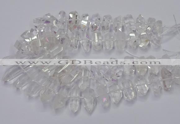 CNG3200 10*25mm - 12*45mm faceted nuggets white crystal beads