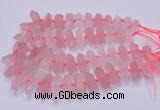 CNG3201 10*25mm - 12*45mm faceted nuggets rose quartz beads