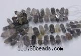 CNG3206 15.5 inches 10*25mm - 12*45mm faceted nuggets cloudy quartz beads