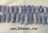 CNG3212 10*25mm - 12*45mm faceted nuggets blue lace agate beads