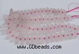 CNG3215 10*25mm - 12*50mm faceted nuggets matte rose quartz beads