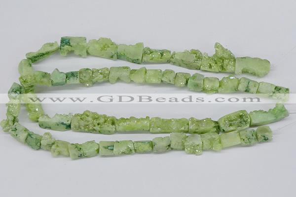 CNG3254 15.5 inches 8*15mm - 11*20mm freeform plated druzy agate beads