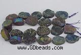 CNG3276 22*30mm - 30*40mm freeform plated druzy agate beads