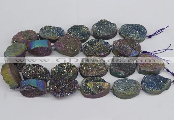 CNG3276 22*30mm - 30*40mm freeform plated druzy agate beads