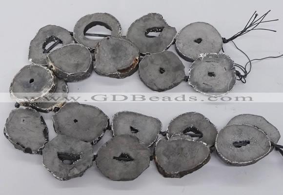 CNG3293 30*35mm - 35*40mm freeform plated druzy agate beads