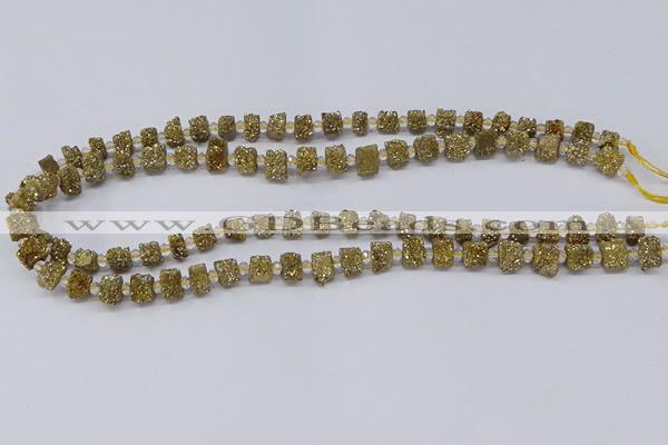 CNG3325 15.5 inches 4*6mm - 8*10mm nuggets plated druzy agate beads