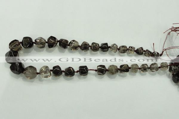 CNG340 15.5 inches 8*10mm - 15*18mm faceted nuggets smoky quartz beads