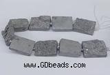 CNG3474 15.5 inches 30*40mm freeform plated druzy agate beads