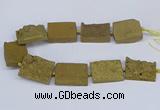 CNG3475 15.5 inches 30*40mm freeform plated druzy agate beads