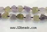 CNG3575 18*20mm - 25*30mm nuggets rough amethyst & lemon quartz beads