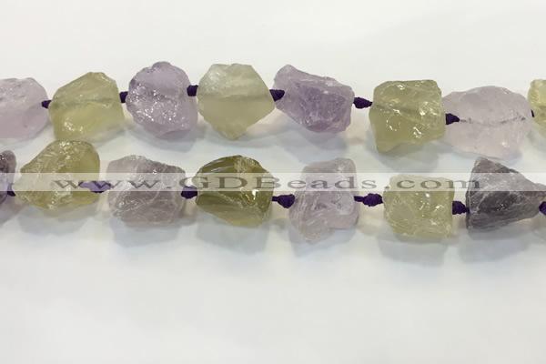 CNG3575 18*20mm - 25*30mm nuggets rough amethyst & lemon quartz beads