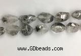 CNG3585 15*25mm - 20*30mm faceted nuggets black rutilated quartz beads