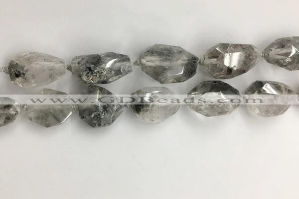 CNG3585 15*25mm - 20*30mm faceted nuggets black rutilated quartz beads