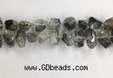 CNG3586 15*20mm - 15*30mm faceted nuggets black rutilated quartz beads