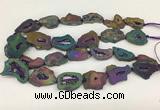 CNG3648 15.5 inches 22*30mm - 30*40mm freeform plated druzy agate beads