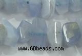 CNG368 15.5 inches 10*20mm faceted nuggets blue chalcedony beads