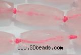 CNG374 15.5 inches 15*35mm faceted nuggets rose quartz beads