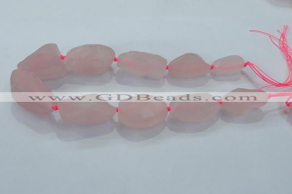 CNG434 15.5 inches 20*30mm – 25*48mm nuggets rose quartz beads